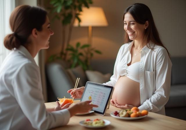 Kobieta w ciąży podczas konsultacji żywieniowej